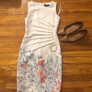 Ivanka Trump Sunburst Pleated Ponte Knit Dress